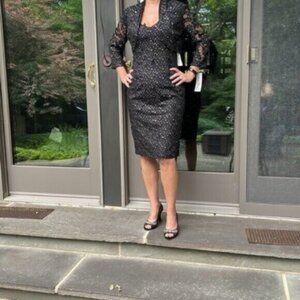 Joseph Ribkoff Black Lace Midi Dress